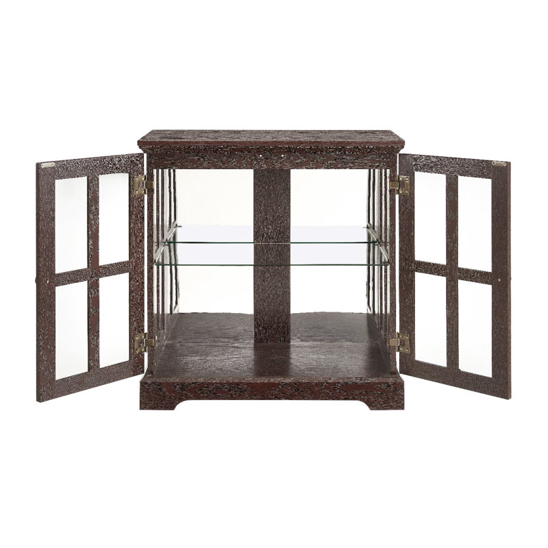 Élégante armoire de rangement avec tablettes réglables, lumières à DEL, finition antique pour la décoration de la salle à manger, décoration de lumières