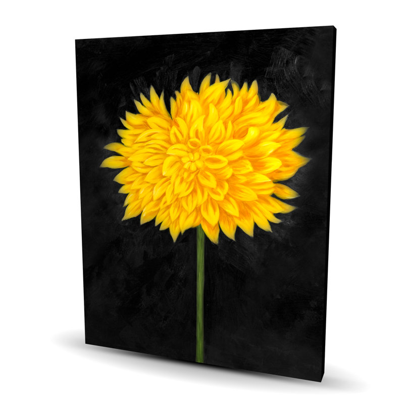 Yellow chrysanthemum - Rustic canvas floral home decor