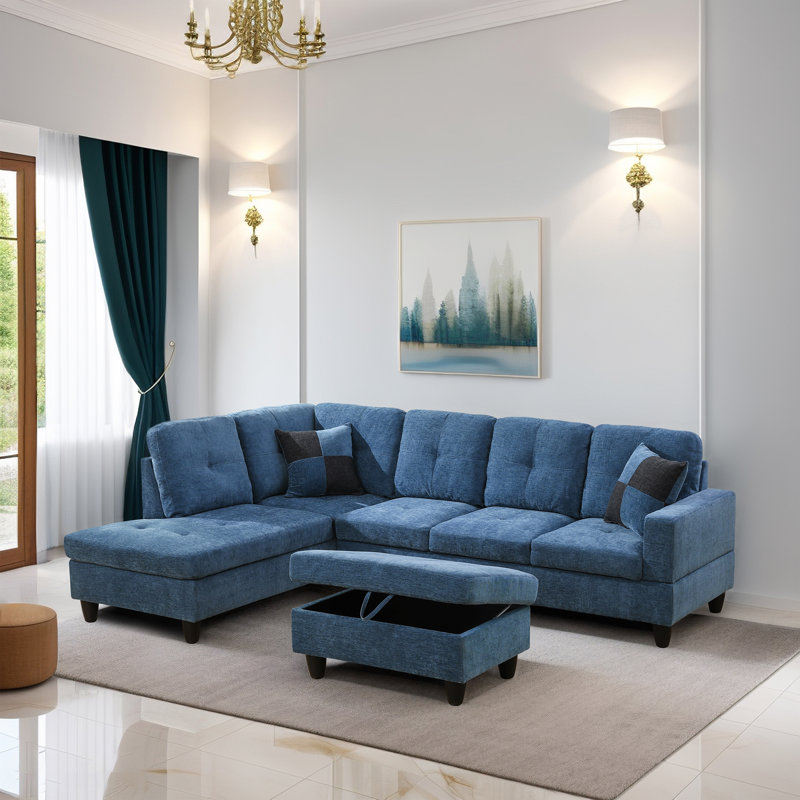 Canapé modulaire Dorrine, Velours bleu