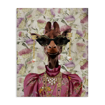  Fancy Giraffe on Florals Canvas Wall Art by Svetlana Aleynikova