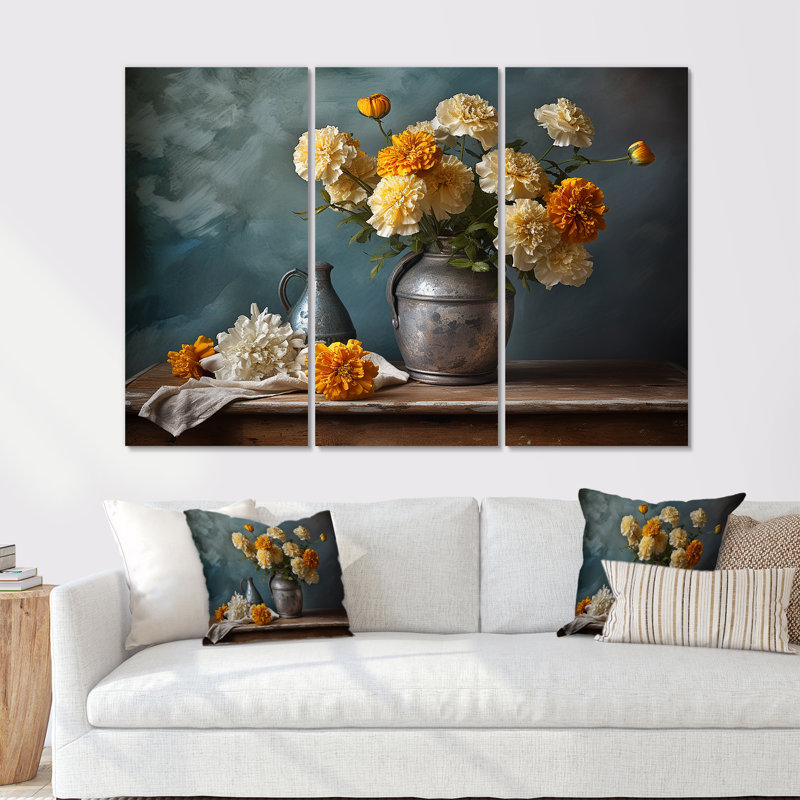 Ensemble de salon Marigold Elegance Bouquet Still Life I - Marigold Wall Art, H 32 po x l 48 po x P 1 po