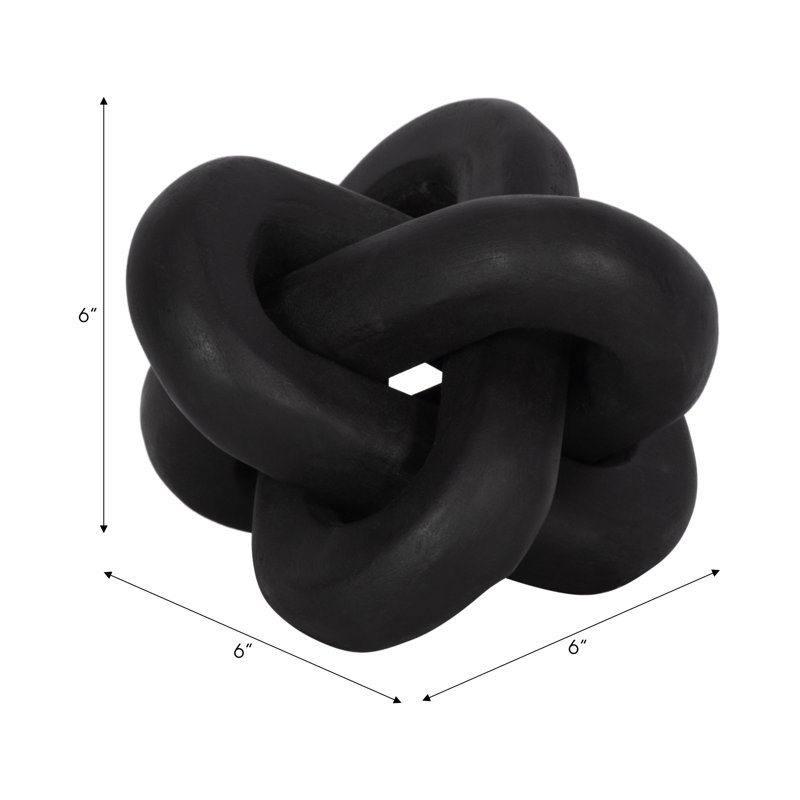 Medich Neutral Wood Decorative Knot Figurine, 6" H x 6" W x 6" D, Black