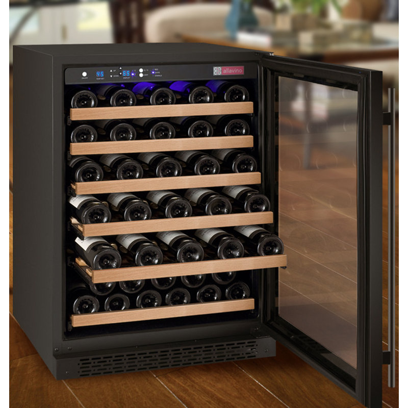 Allavino FlexCount Series 56 Bottle Single Zone Built-In Wine Refrigerator with Black Door - Right Hinge, Right, Black