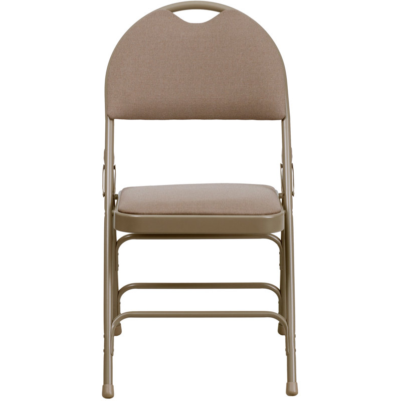 Oliverson Extra Large Ultra-Premium Triple Braced Metal Folding Chair, Beige