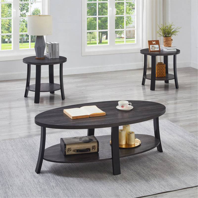 Ensemble de tables basses 3 pièces Contemporary, Gris anthracite