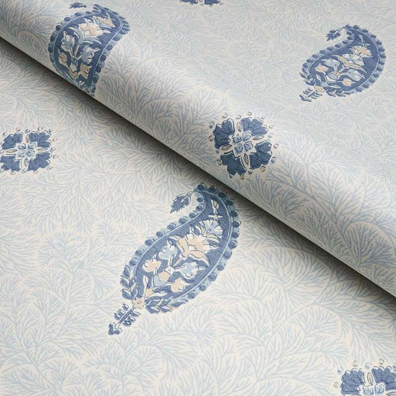 Tissu cachemire Ojai Schumacher x Mark D. Sikes, Bleu porcelaine