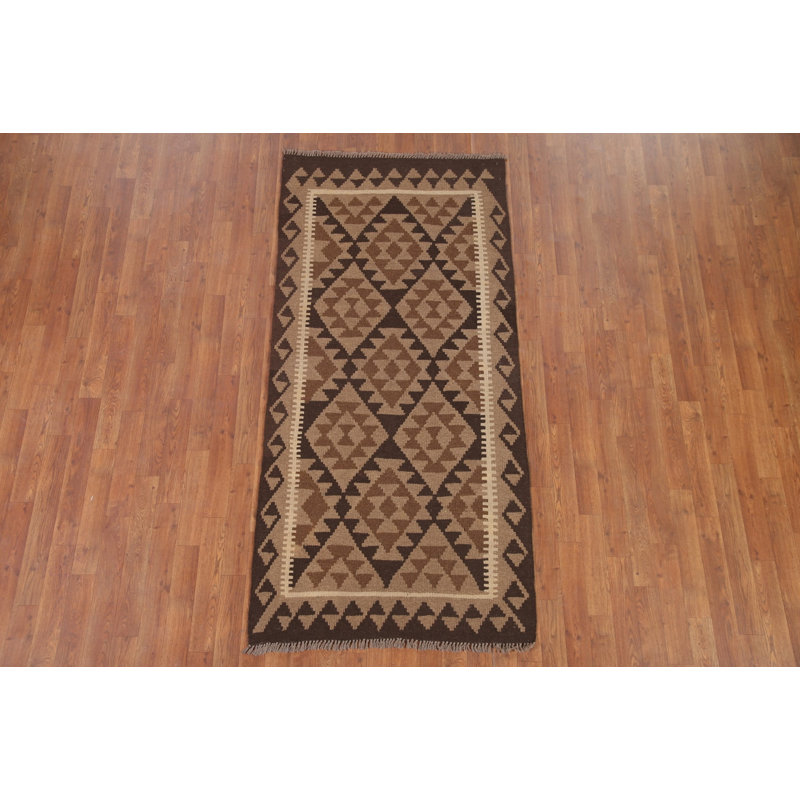 Tapis de couloir oriental géométrique Kilim 3 x 7