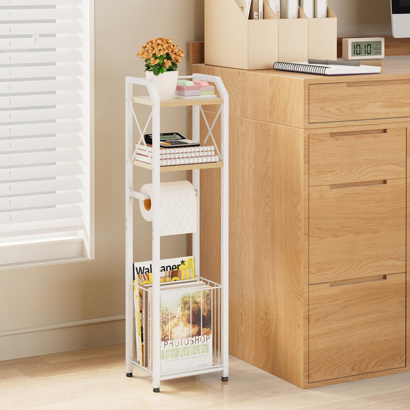 Free Standing Toilet Paper Holder, Blanc