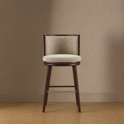 Evalyn Modern Vegan Leather Upholstered Beech Wood Bar Stool in Natural