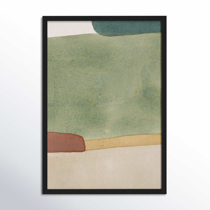 Distant Green Painting by Julia Balfour, 14" W x 20" H, Black Framed