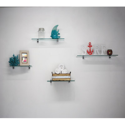 Ayyan Glass Corner Shelf with Adjustable Shelves