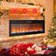 Foyer électrique 72 po 72 po, foyer linéaire encastré / mural avec Wi-Fi et télécommande, effet de flamme multicolore, chauffage 750 W / 1500 W, avec bûches et décor en cristal