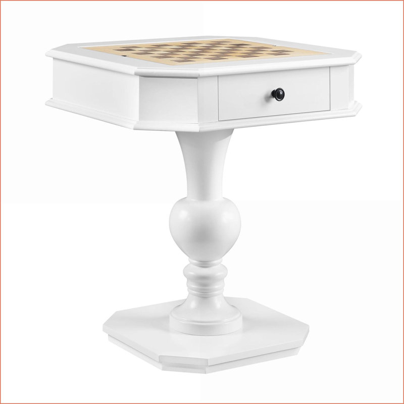 Table de jeu avec échecs réversible / dames / plateau de backgammon et amp; 2 tiroirs, blanc | Bois synthétique, Blanc