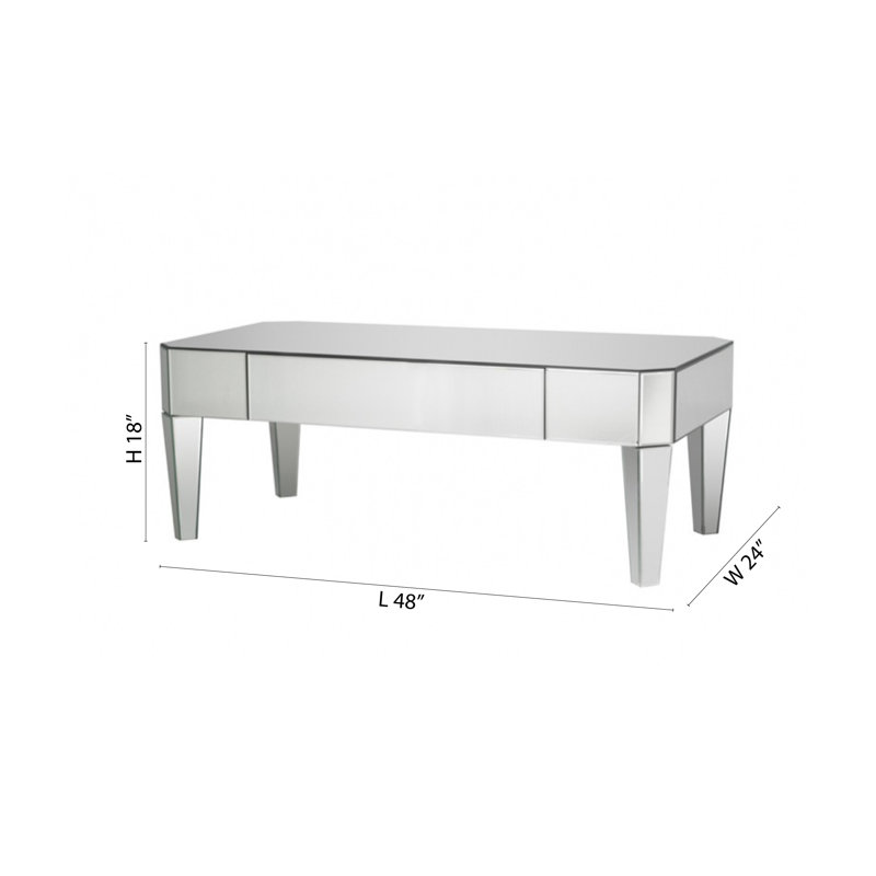 Modern Mirrored Glass Coffee Table 
