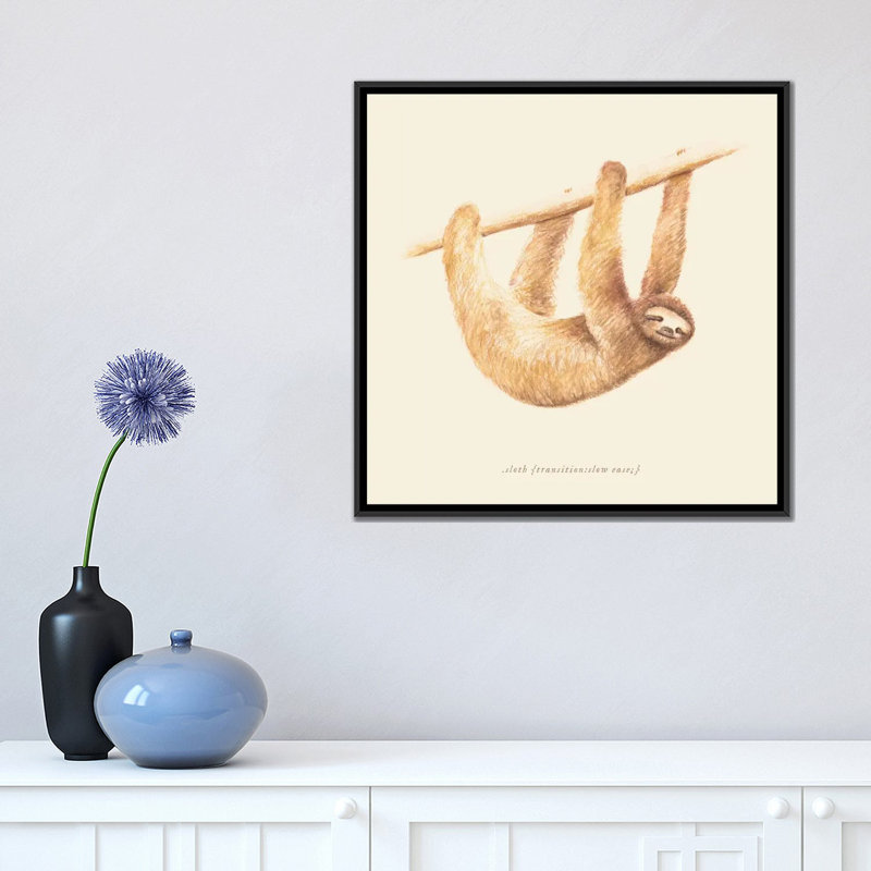 «Sloth», impression sur toile, H 18 po x l 18 po x P 1,5 po, Toile avec cadre noir, Pas de tapis