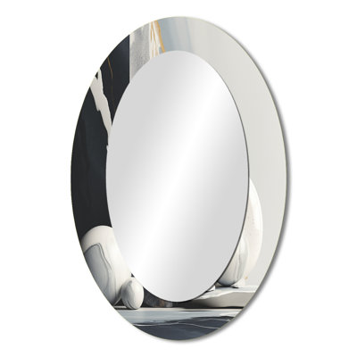 Abstract Marble Shapes I - Large Oval Wall Mirror On Metal