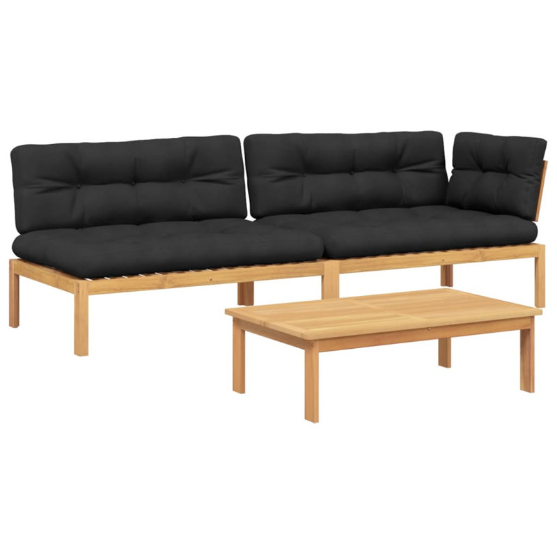  Ensemble de canapé modulaire Pallet, Naturel, Noir