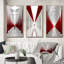 rouge et blanc chemin vers le rêve I - ensemble de 3 décorations murales paysages abstraits-167471096-167471100