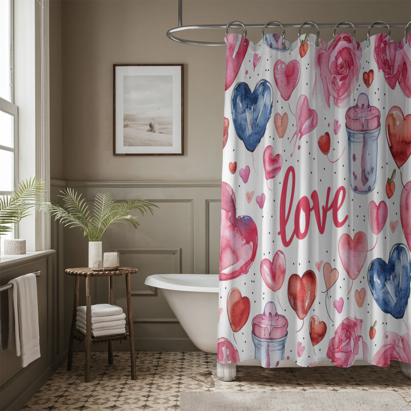 Love lettre Symbols - rideau de douche standard 1 pièce, H 74 po x l 71 po