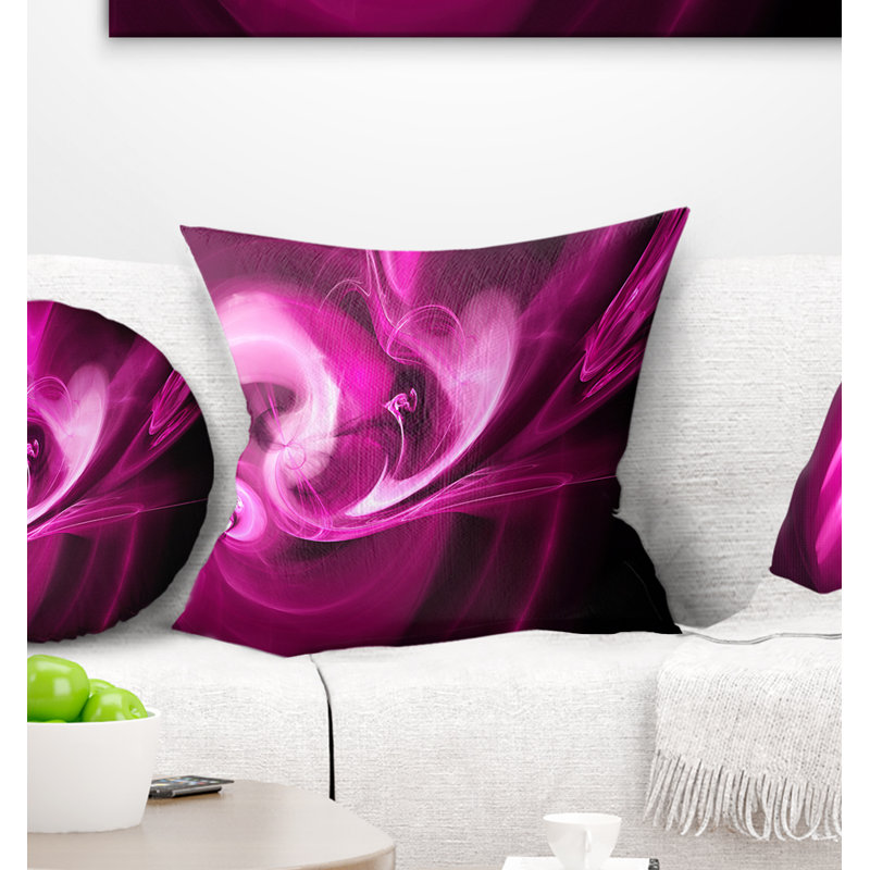 Coloured Smoke Spiral - Coussin décoratif imprimé abstrait, 18 po x 18 po, Rose, Coussin décoratif
