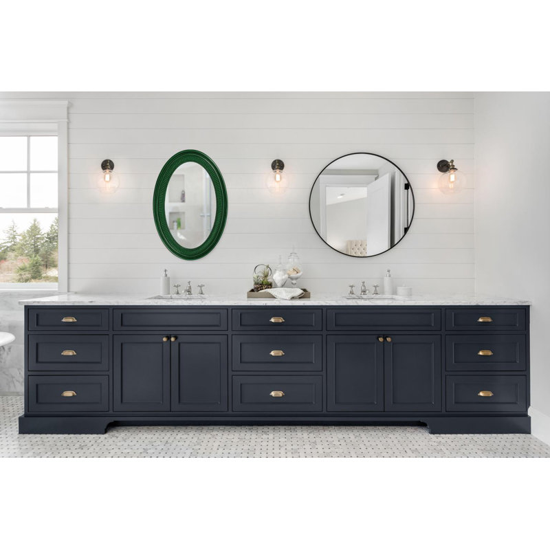 Busey Ribbed Oval Framed Accent Mirror, Hunter Green