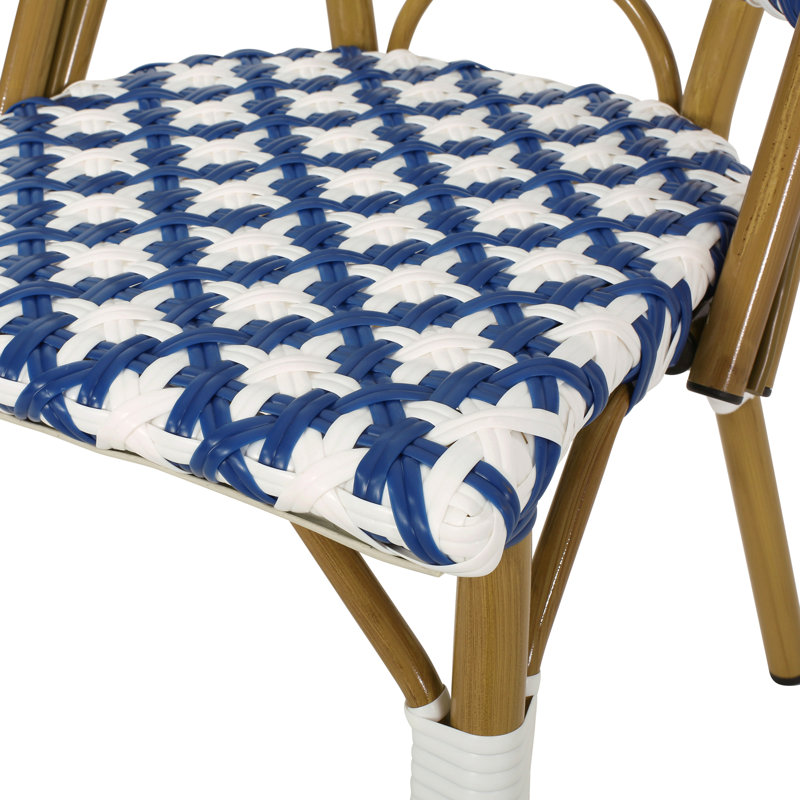 Chaise française (ensemble de 2), Blanc / Bleu marine