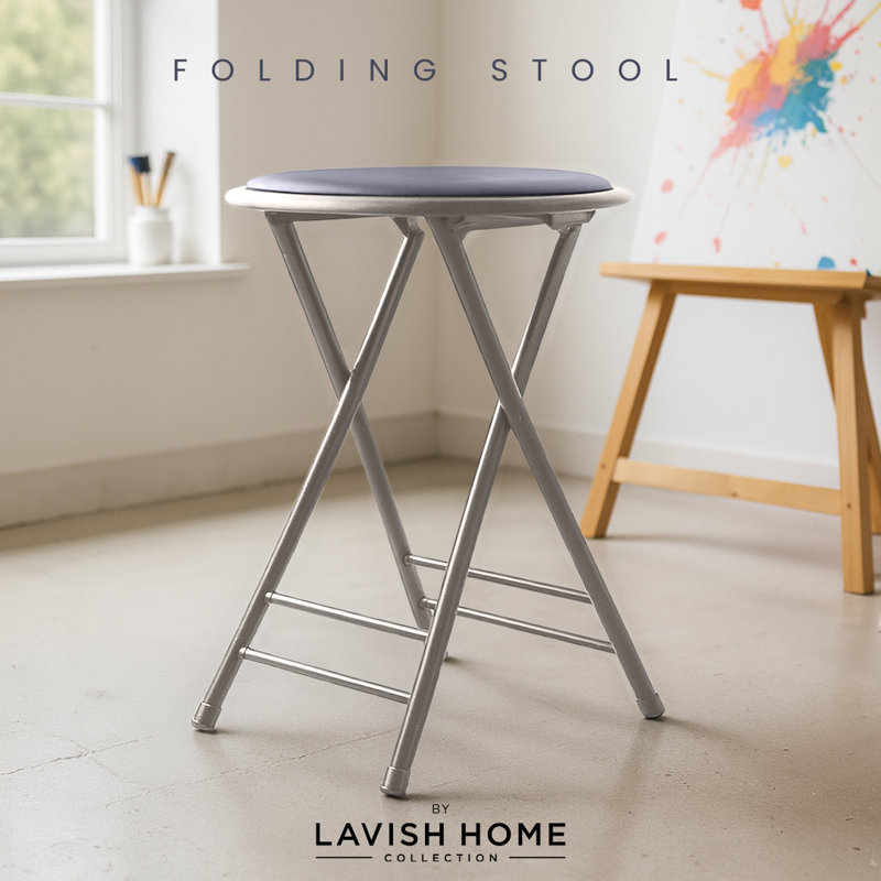 Tabouret pliant sans dossier 24 po Lavish Home avec capacité de 225 lb (gris), Gris, 1