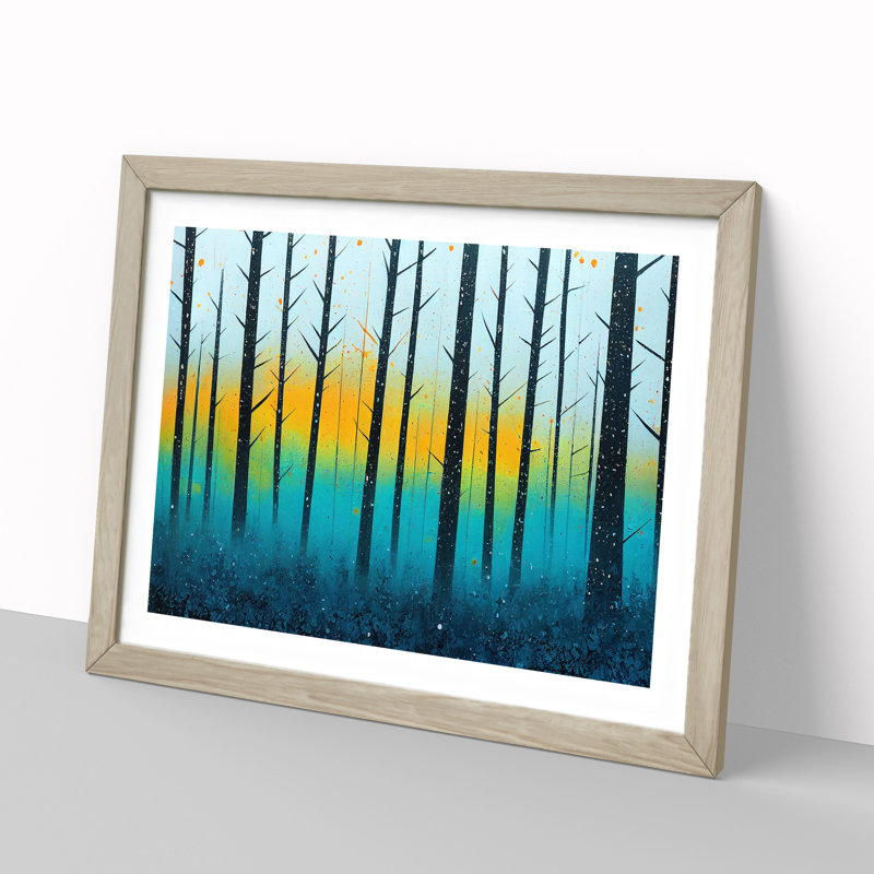 Summer Forest Splatter Vol.1 Abstract - Single Picture Frame Print, 25cm H x 34cm W x 2cm D, Oak Framed