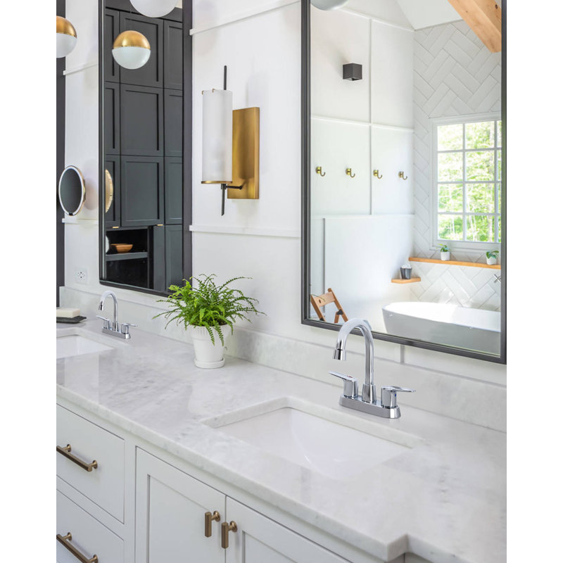 Centerset 2-handle Bathroom Faucet with Drain Assembly, Chrome