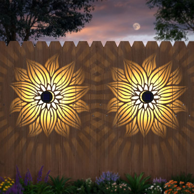 2 Pack Solar Fence Lights Metal Solar Powered Outdoor Waterproof Wall Deck Step Lights For Garden