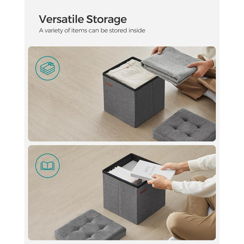 30cm Wide Rectangle Solid Colour Standard Ottoman, Dark Grey