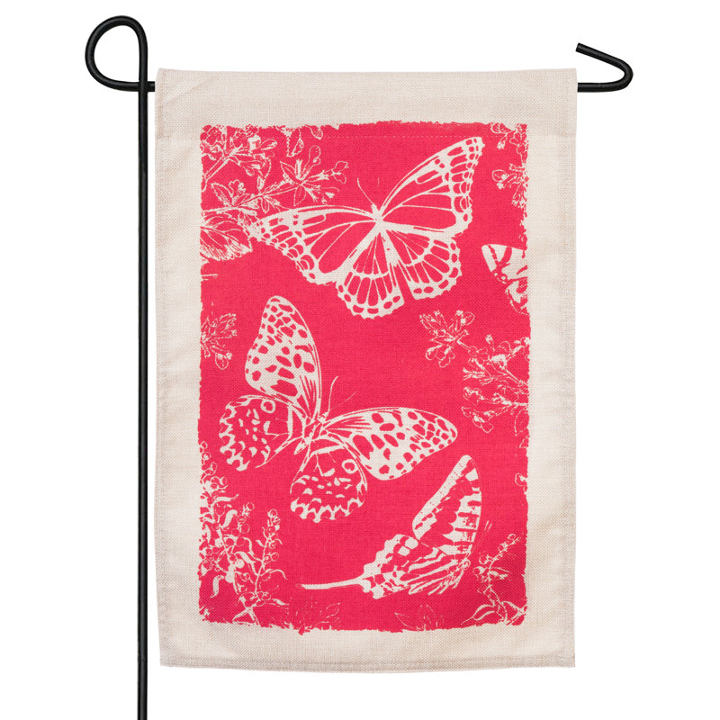Drapeau de jardin en polyester papillons de la combustion