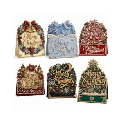 DIY Christmas Pearl Handmade Greeting Card – 6Pcs Craft Kit with Pearl Art, Personalized Holiday Cards for Family & Friends (Multicolor)