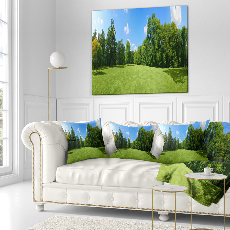 Green City Park Panorama - Coussin à imprimé paysage, 18 po x 18 po, Coussin décoratif
