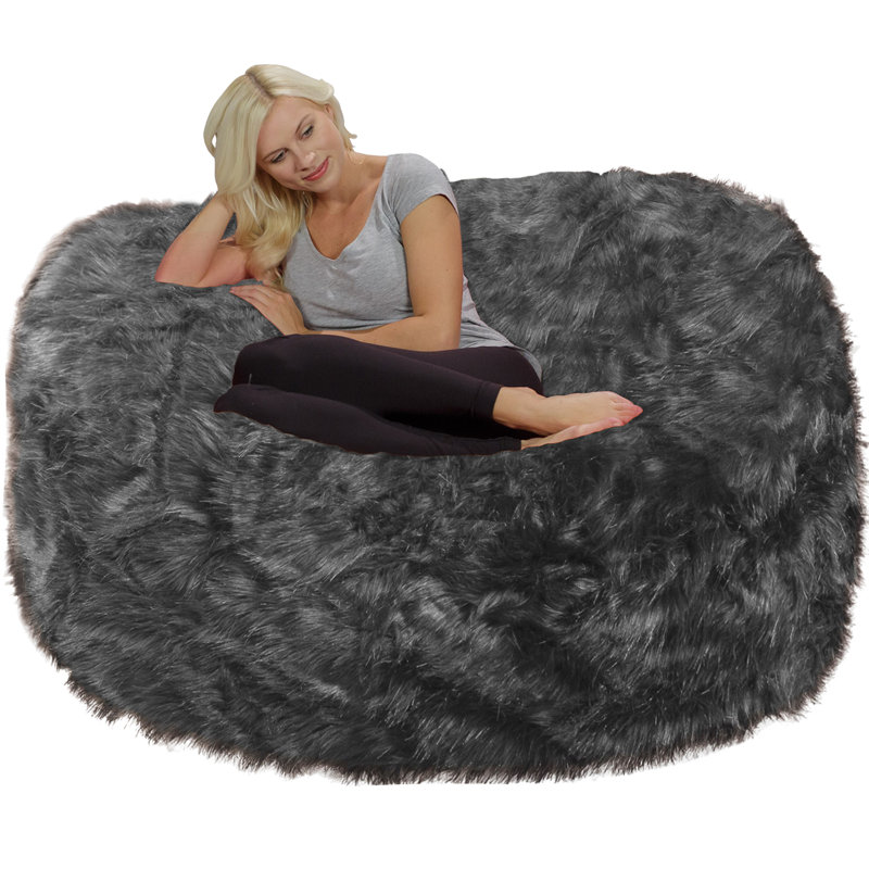 Bean Bag Chair Lounger - Large 6 Ft Faux Fur Classic Shredded Memory Foam Filled Furniture Bean Bag Chair Lounger with Removable and Machine Washable Cover - Bean Bag Sofa Lounger with Soft Micro Fiber Cover  - Six Foot Bean Bag Lounger Multiple Colors