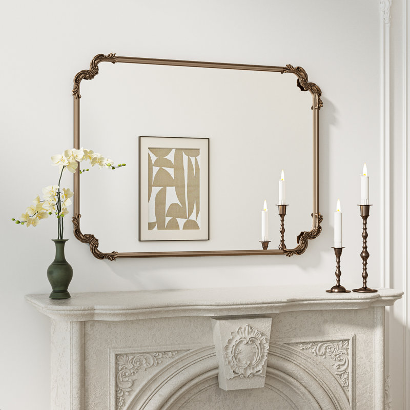Iron Rectangle Mirror, 40" x 30", Antique Gold