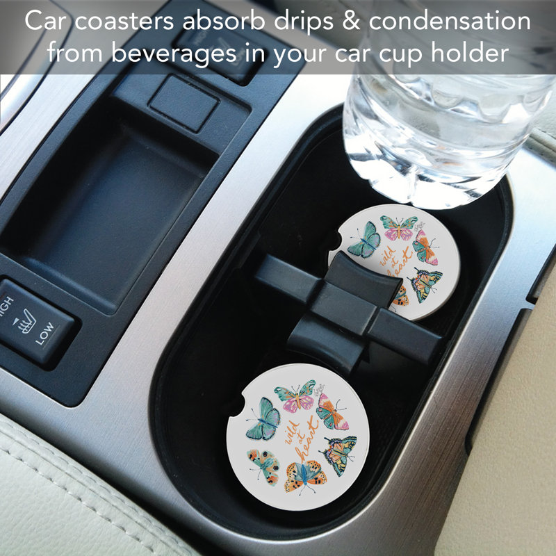 Wild At Heart Single Round Absorbent Stone Car Coaster