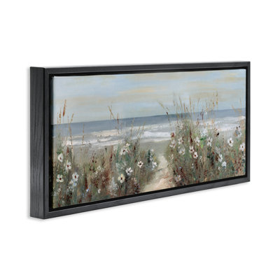 Wildflower Coastline Beach Path Floating Frame, design by Sally Swatland