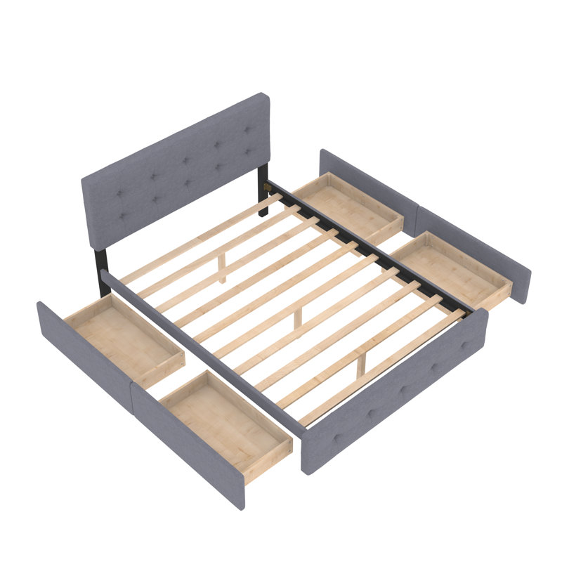 Grand lit standard Narell, Gris foncé