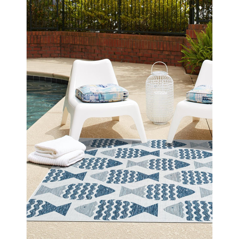Tapis contemporain bleu marine Daitzman, Carré 5 pi 3 po