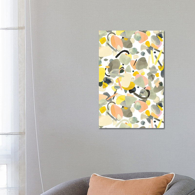 Abstract Geometric Shapes Yellow by Ninola Design - Wrapped Canvas Gallery-Wrapped Canvas Giclée, 66.04 cm H x 45.72 cm W