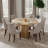 Rpund Modern Farmhouse Dining Set with Linen Dining Chair Set for Dining Room-425670861-425670860-424261678