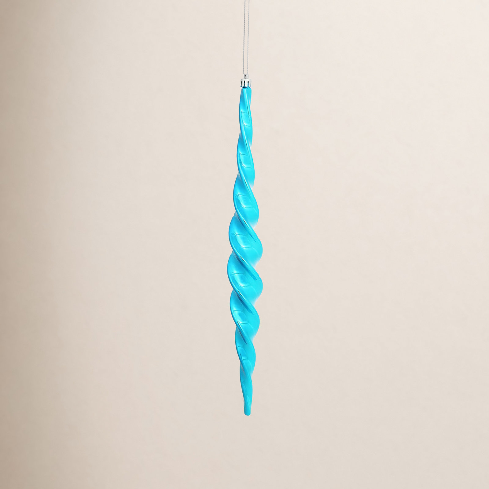 Shiny Spiral Icicle Christmas Ornament, Turquoise