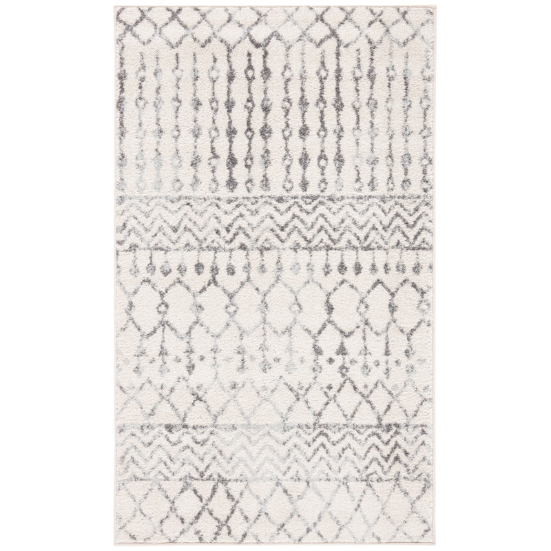 Tapis ivoire / gris de style sud-ouest Blackheart, Rectangle 2 pi x 3 pi