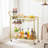 2-Tier Bar Cart Serving Cart Kitchen Cart with Wine Rack and Glass Holder