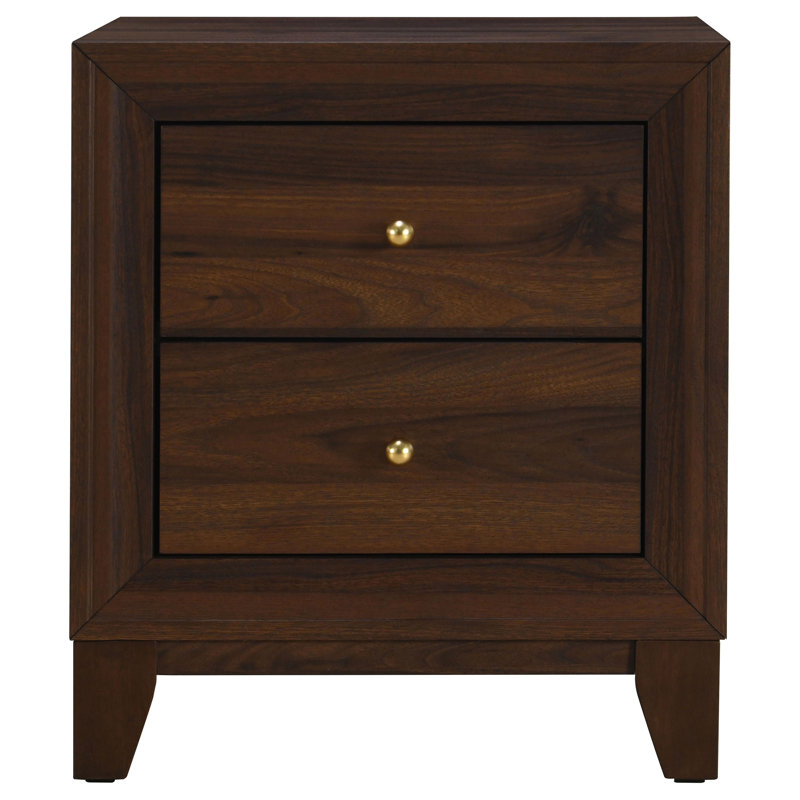 Anza Walnut 2-Drawer Nightstand Bedside Table