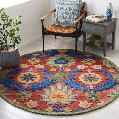 Gulledge Oriental Handmade Tufted Red/Blue/Yellow Area Rug