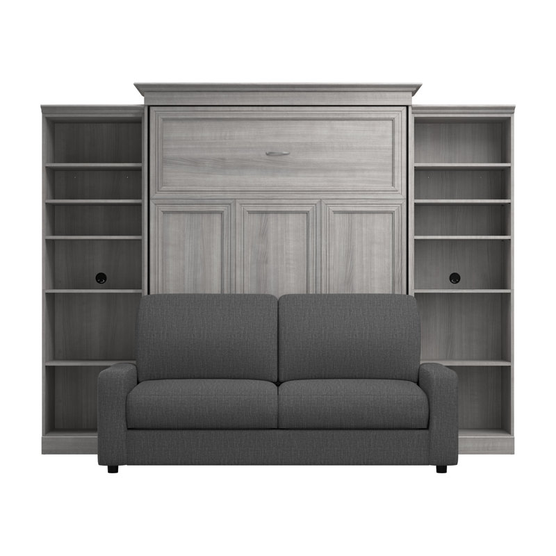 Alvaretta Upholstered Murphy Storage Bed, Queen, Platinum Gray