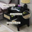  Table de chevet 2 tiroirs d'inspiration rotin avec station de charge, table de chevet avec tiroirs, table de chevet pour chambre à coucher, table de bout ou table d'appoint pour le salon, P 15,5 po x l 18,9 po x H 21,7 po, noir-1630829449