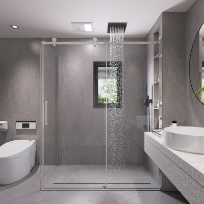 Cabine de douche rectangulaire sans cadre l 59 po x P 31,25 po x H 75 po